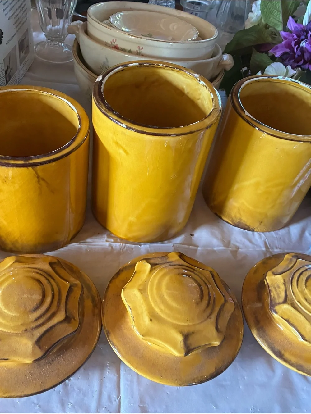 Yellow Ceramic Canister Set - 3 Piece